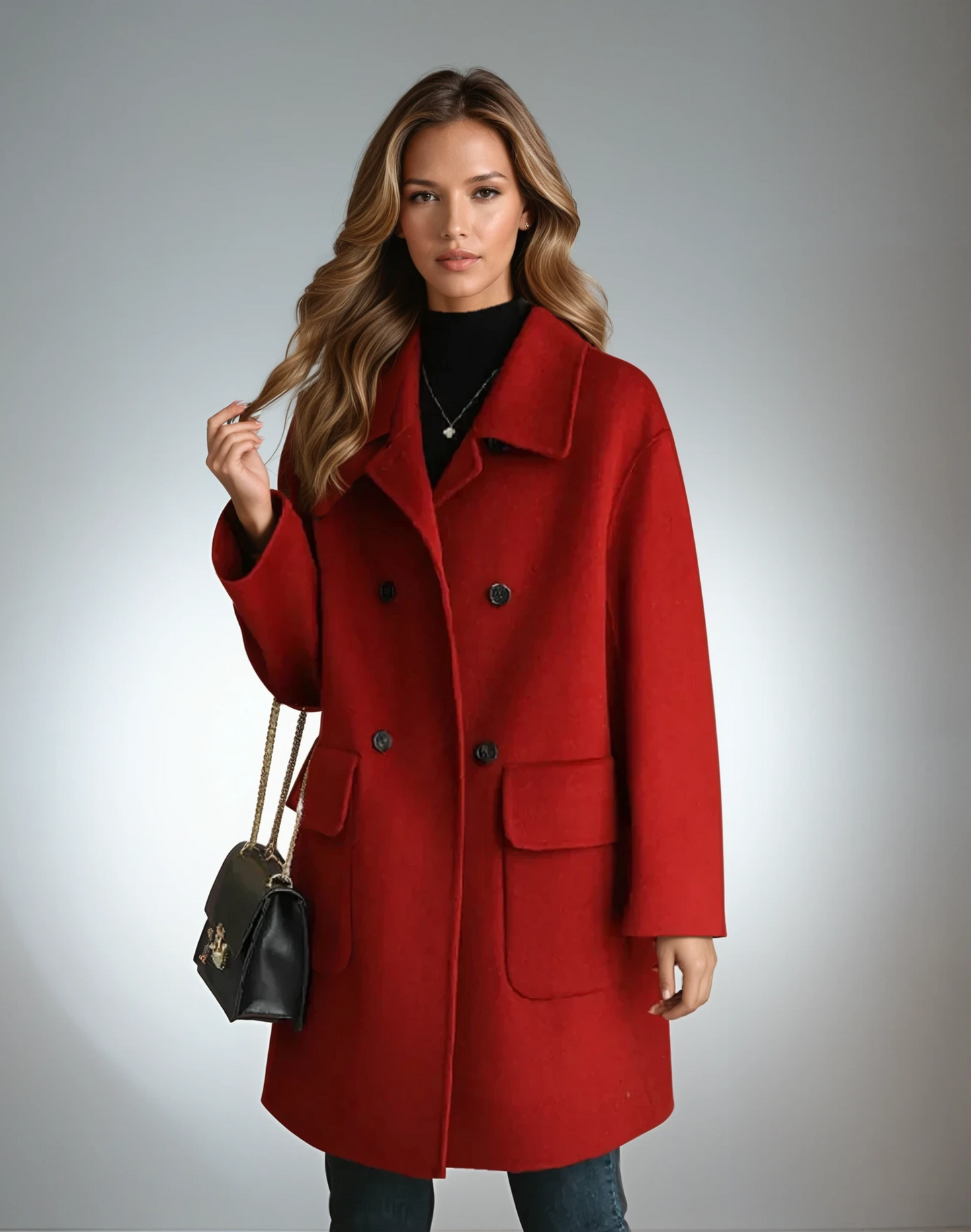 Ursulia | Double-Breasted Long Sleeve Lapel Coat