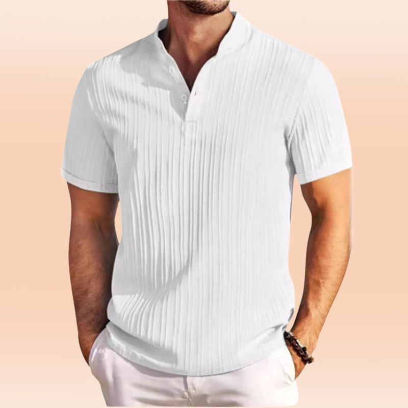 Estevez | Ribbed Short Sleeve Henley Shirt