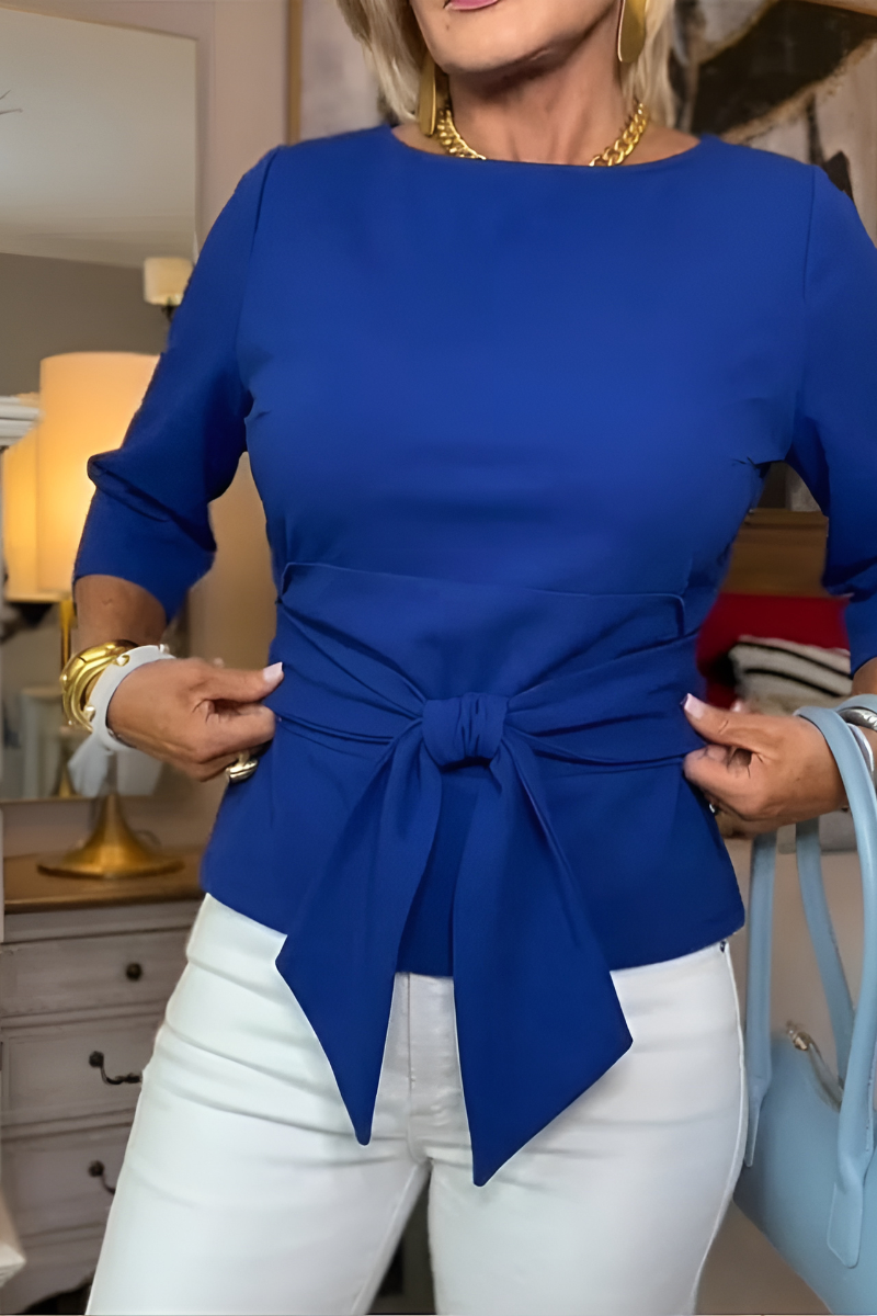 Shaniera | Tie Front Three Quarter Sleeve Top