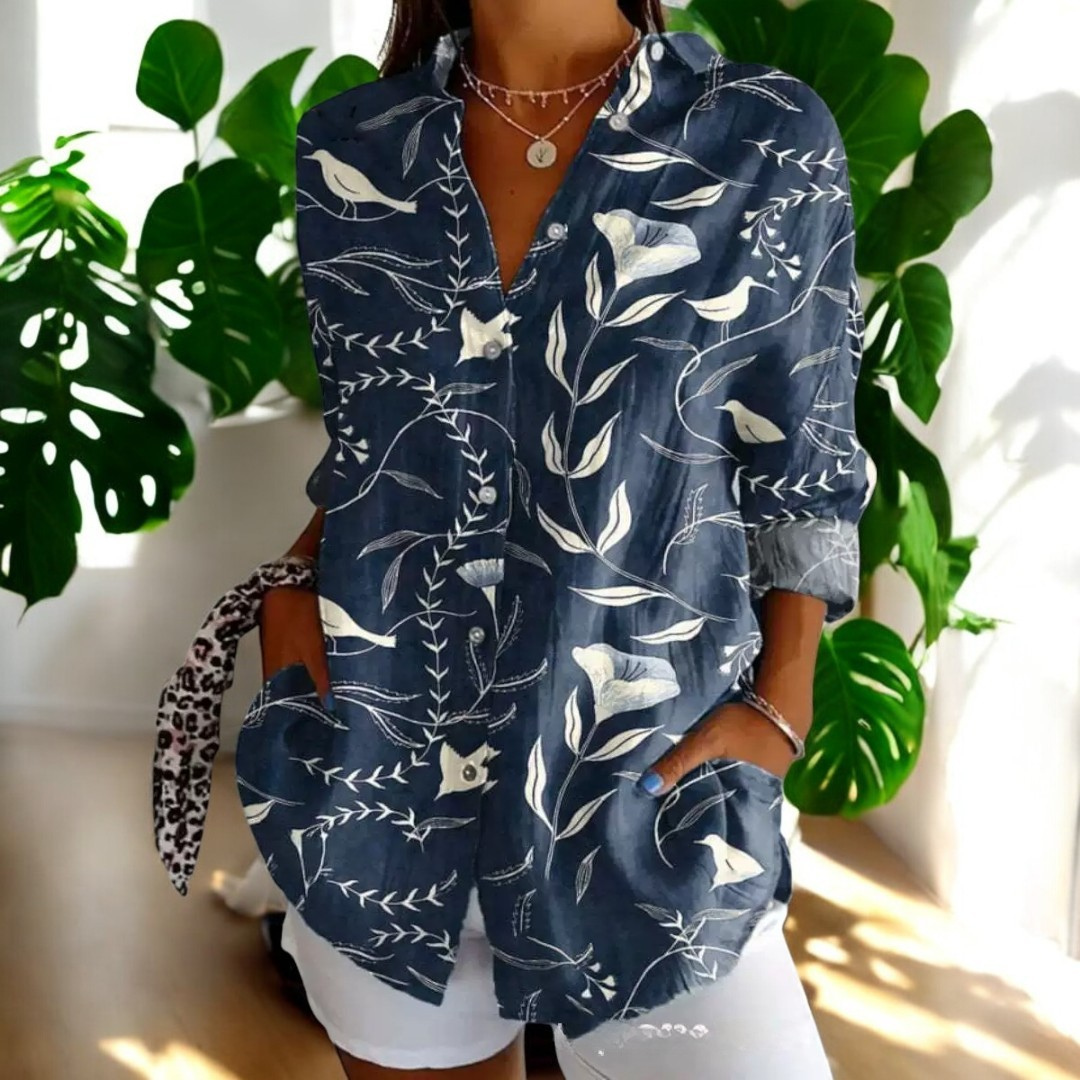 Elira | Floral Print Long Sleeve Button Shirt