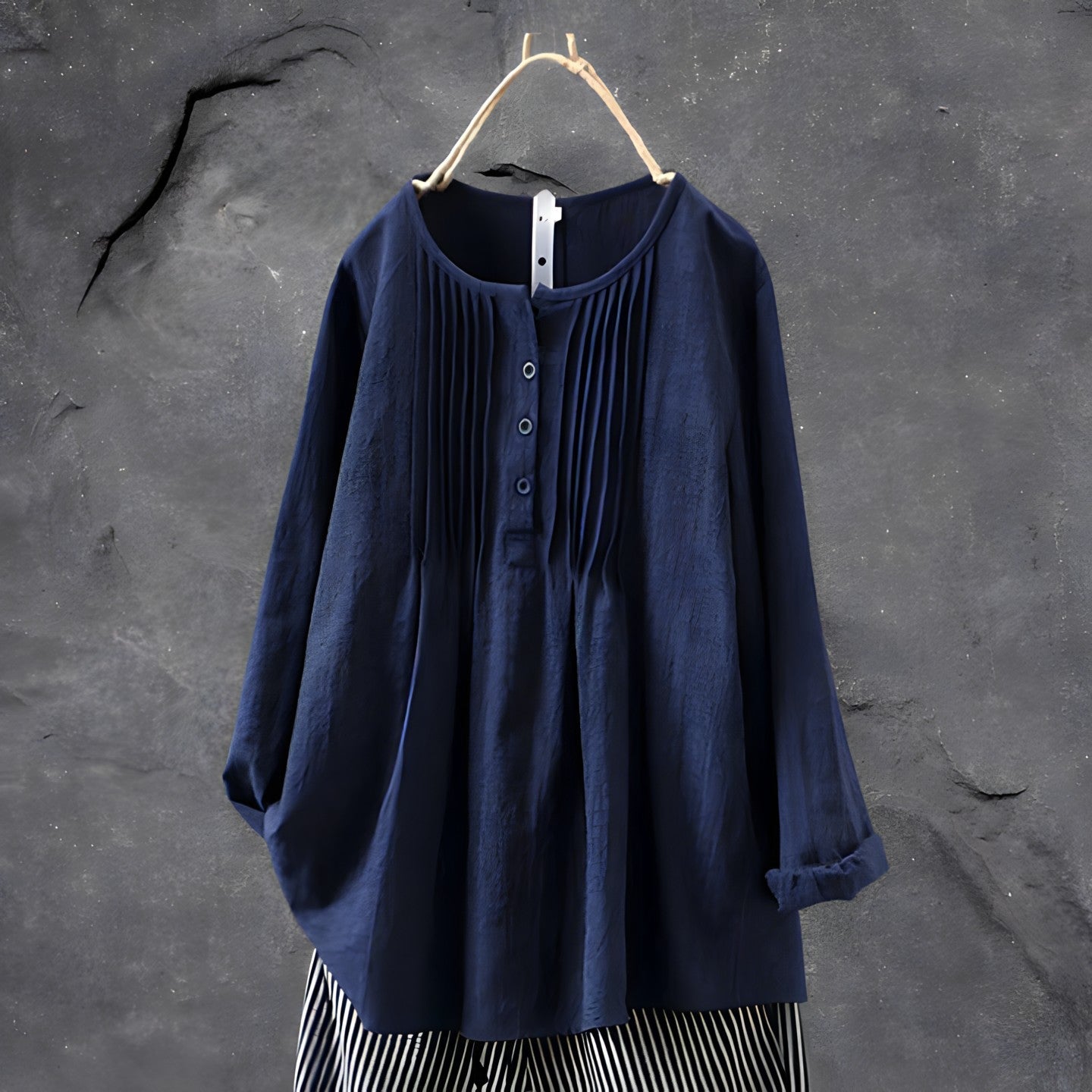 Sabeena | Pleated Long Sleeve Button Front Blouse