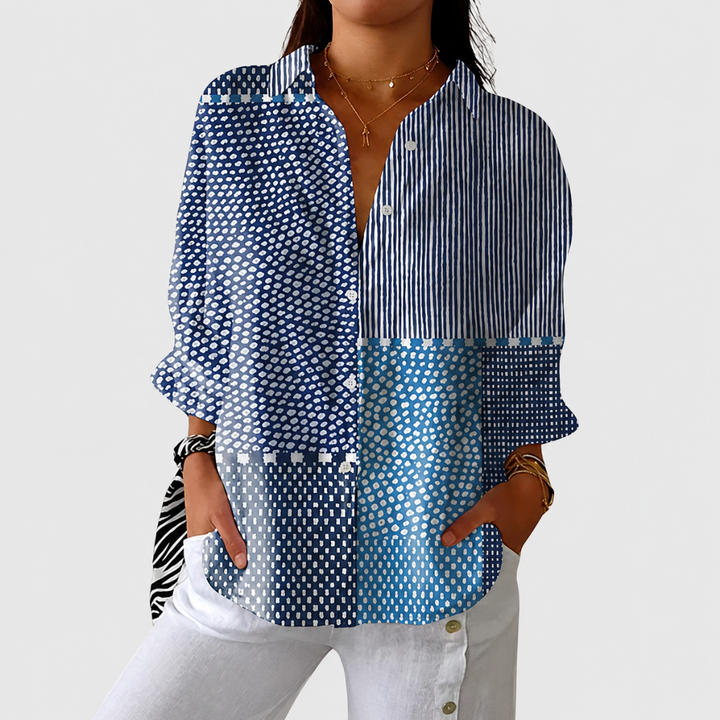 Anerilalina | Colorful Patchwork Printed Blouse for Women