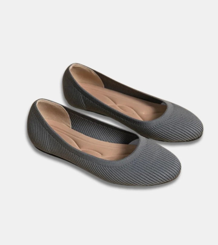 Alfia | Ballet Flats Ribbed Round Toe Slip Ons