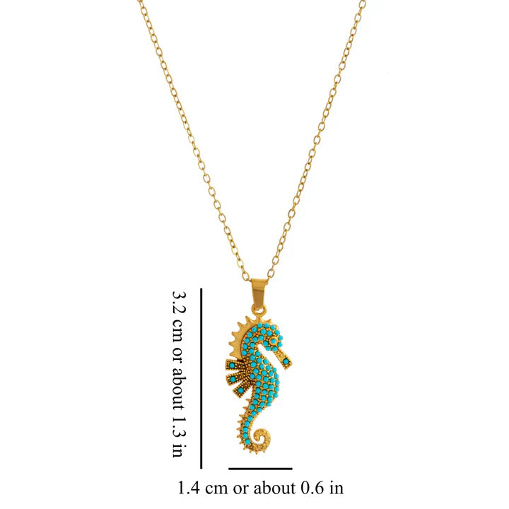 Inez | Seahorse Turquoise Pendant Chain Necklace
