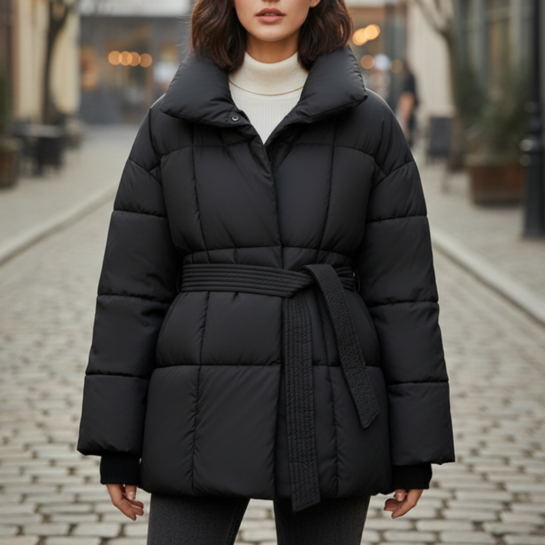 Helieluza | Puffer Jacket with Belted Waist