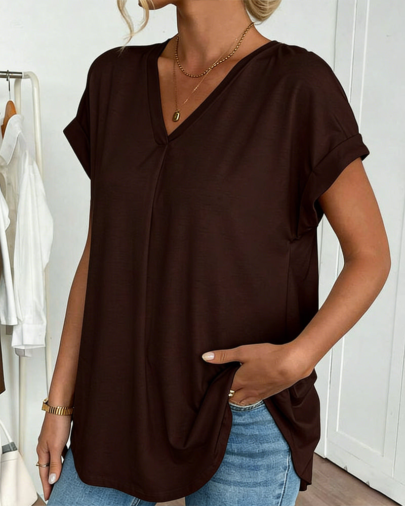 Liyanna - V Neck Pleated Back Tunic Top
