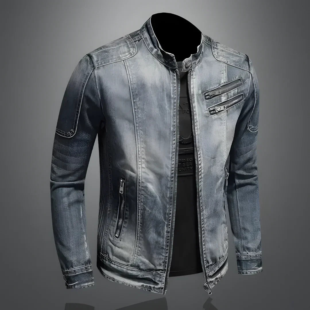 Dustin | Light Wash Stand Collar Jacket