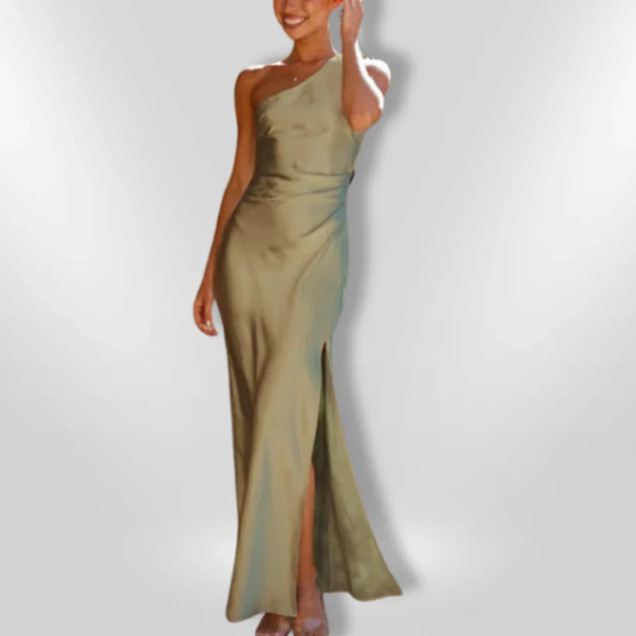 Erminia | Maxi One Shoulder Sage Green Dress
