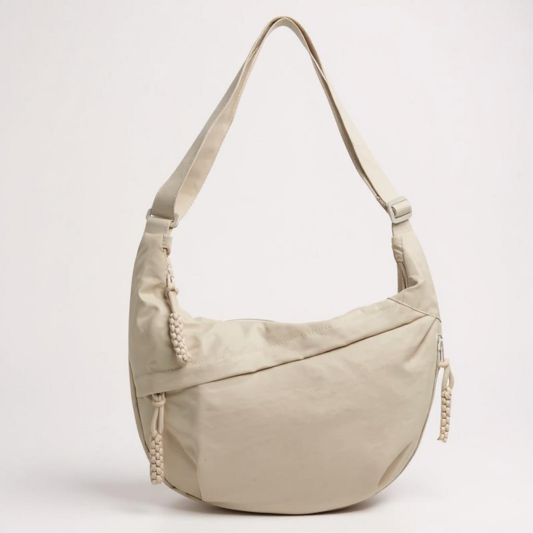 Soukaina | Curved Shoulder Bag With Zipper Pockets