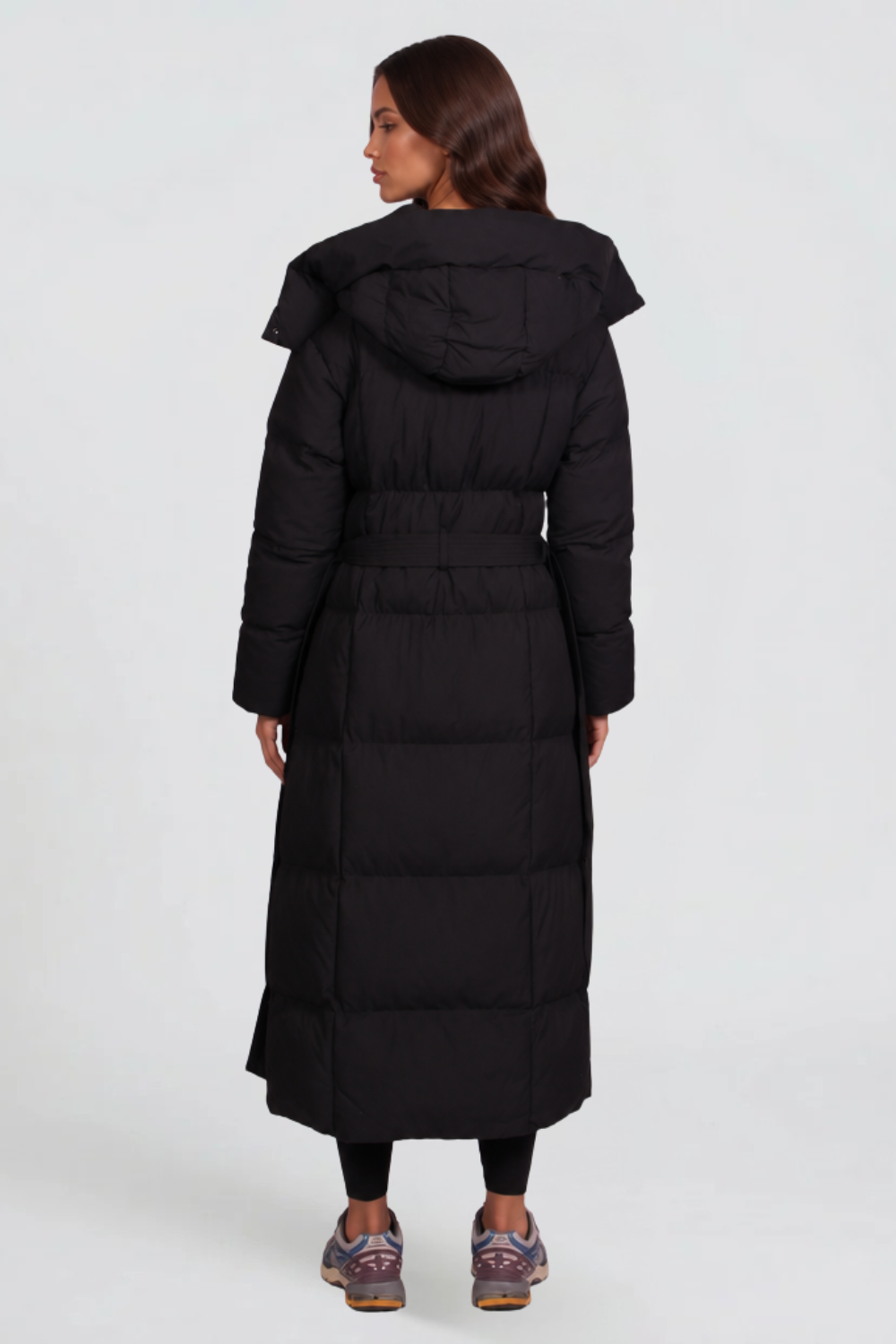 Evelinida | Long Puffer Coat with Hood and Belt