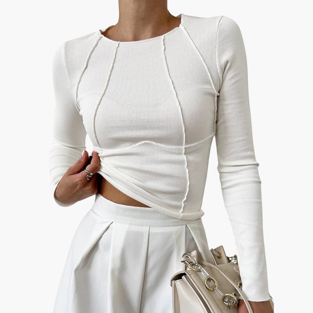 Roxanne | Ribbed Long Sleeve Exposed Seam Top