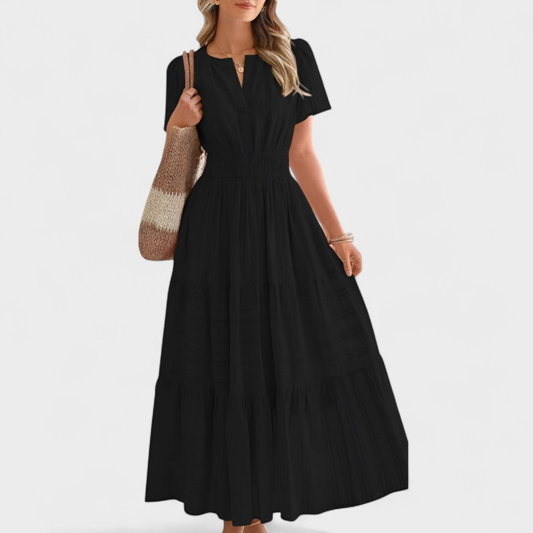 Maura | Short Sleeve Smocked Waist Maxi Dress