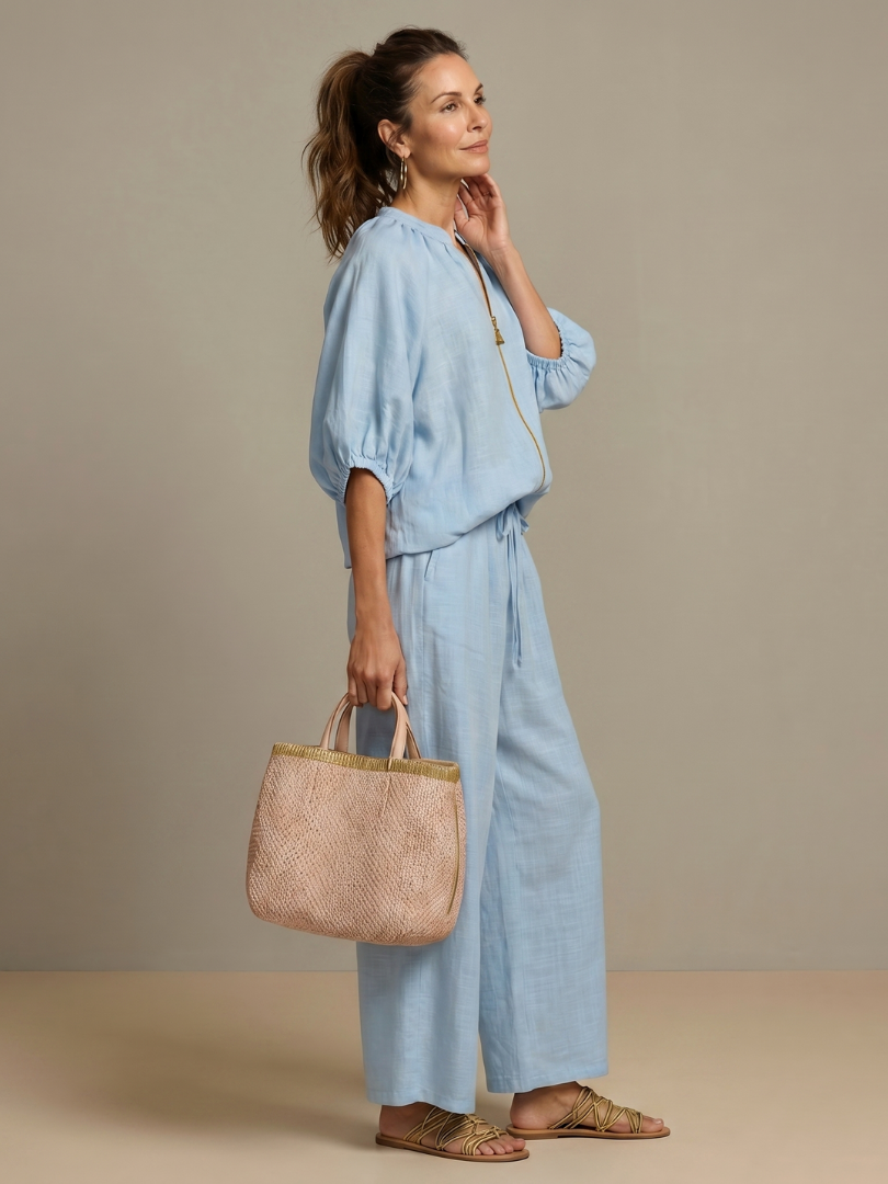 Sharina | Zip Front Wide Leg Pant Set