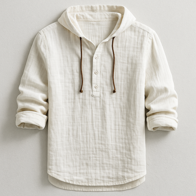 Bradley | Long Sleeve Hooded Henley Shirt