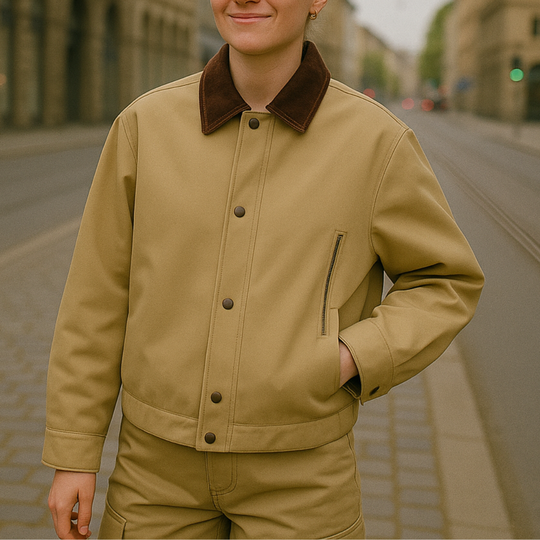 Jacke im retro | Retro Barn-Style Jacket with Leather Collar