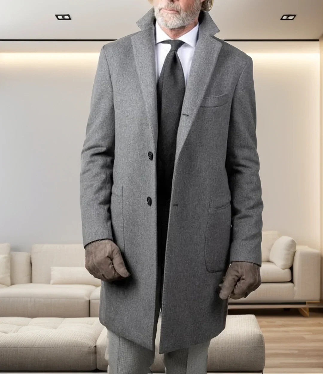 James | Overcoat with Notched Lapels and Buttons