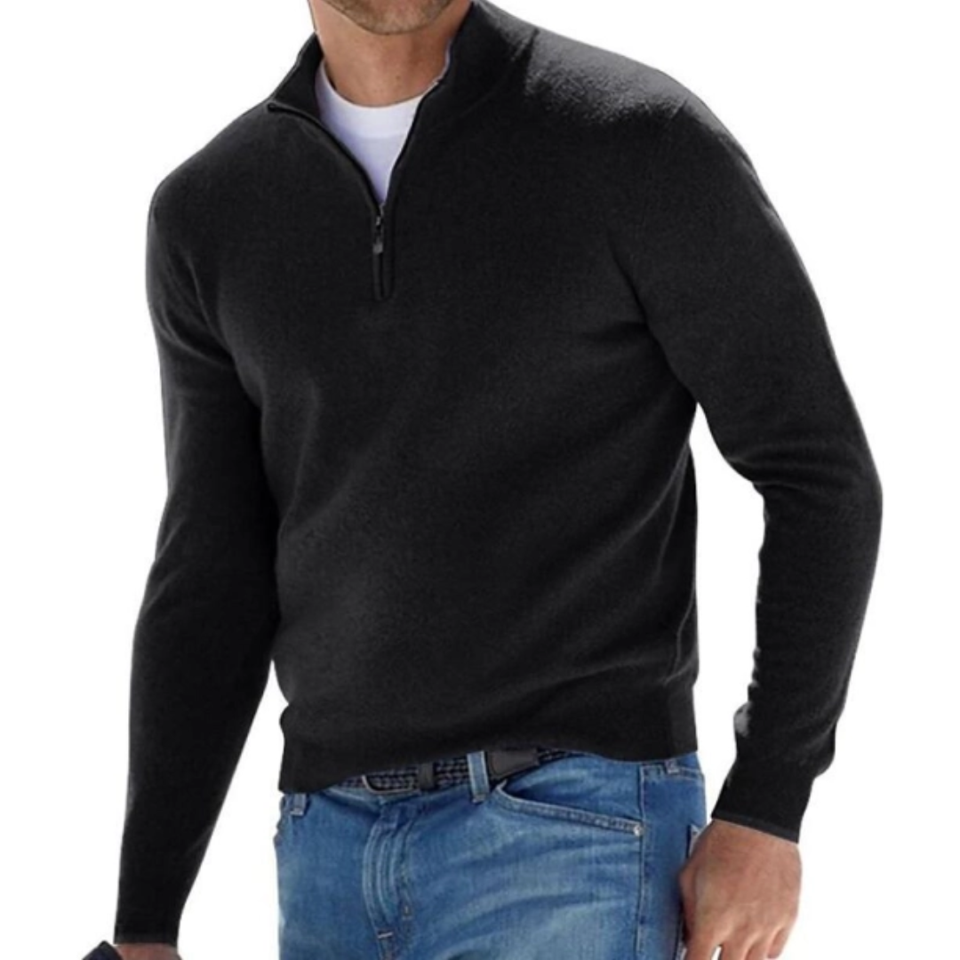 Robbert | Sweater With Quarter Zip and Stand Collar