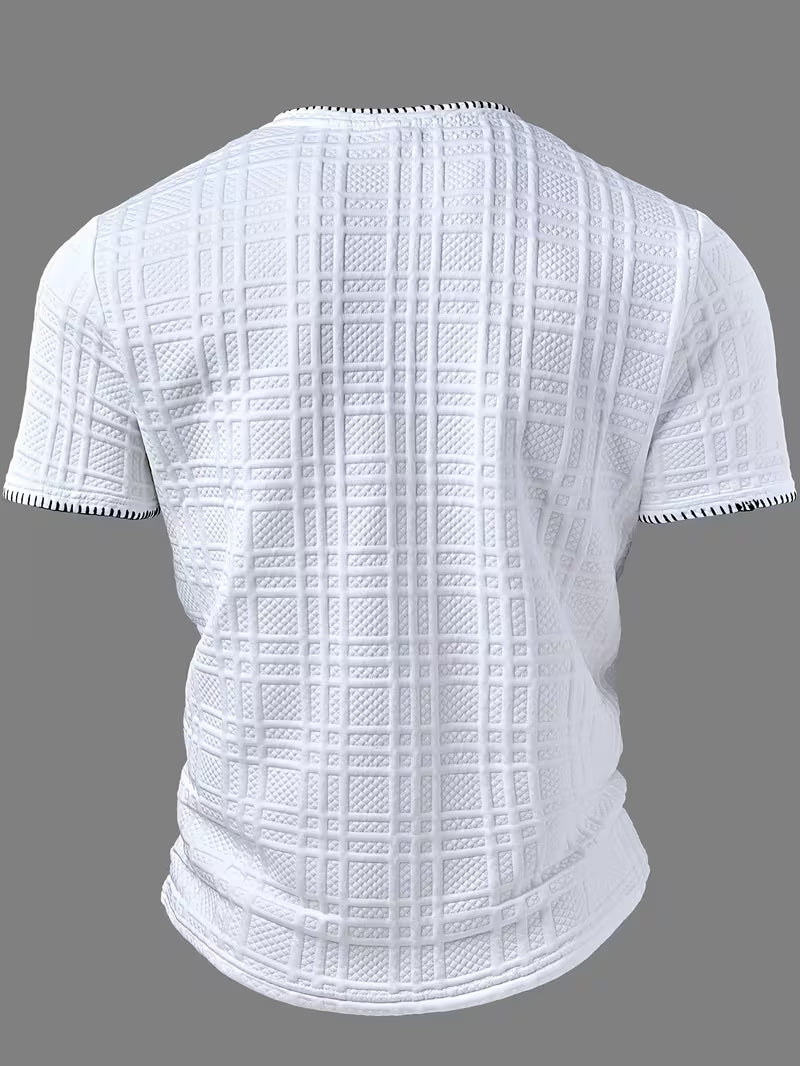 Layton | Henley T-Shirt Textured Short Sleeve Button Neck