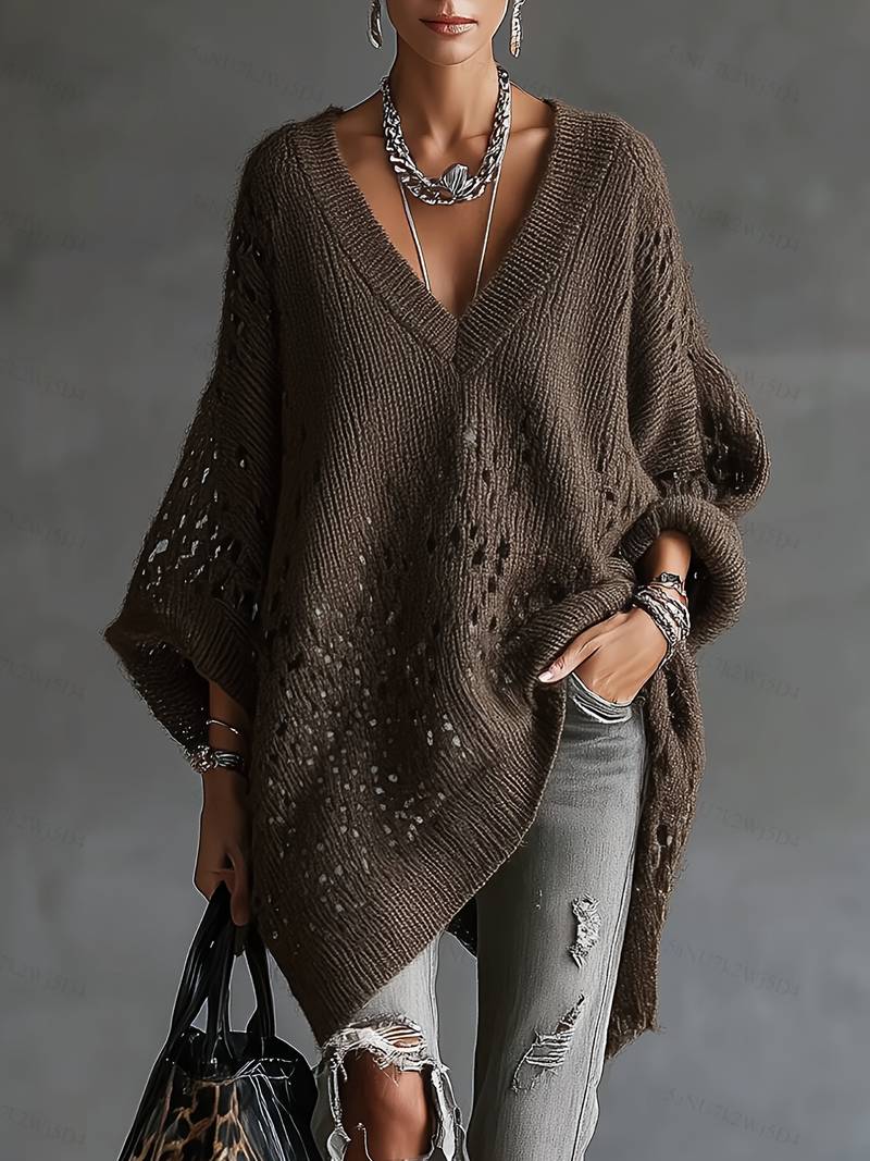 Bimashi | Oversized V Neck Knit Sweater