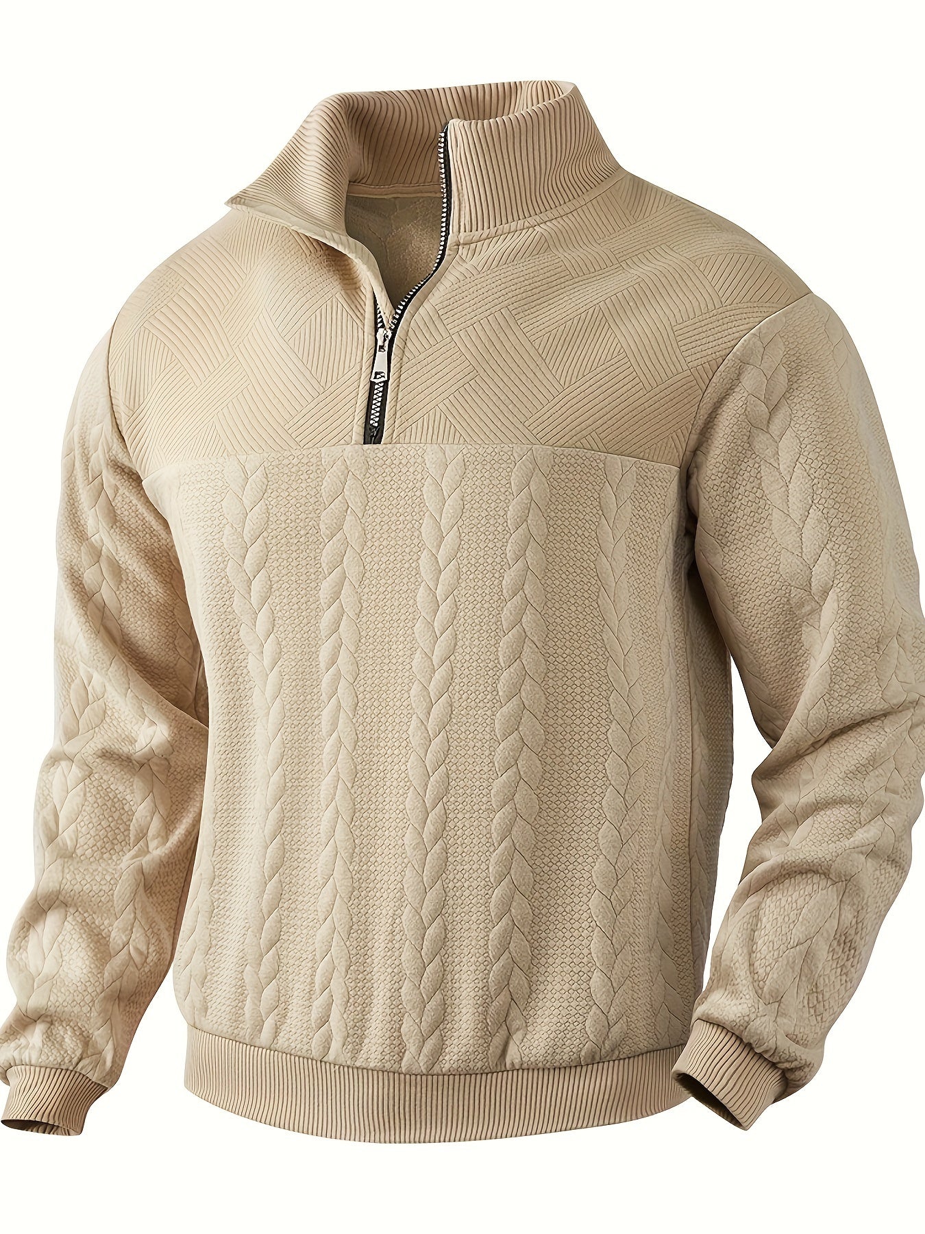 Caleb | Quarter Zip Textured Knit Sweater