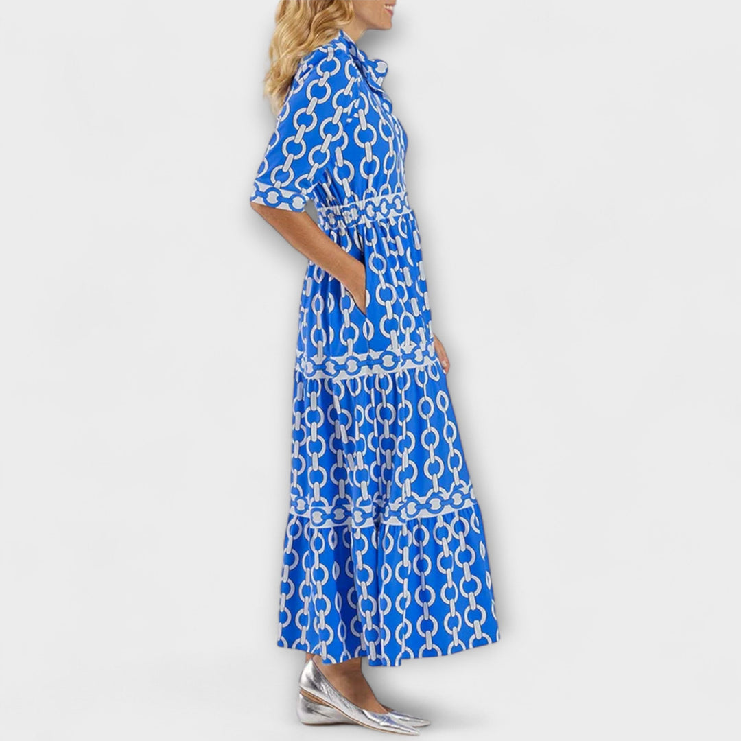 Stavroula | Chain Print V-Neck Midi Dress