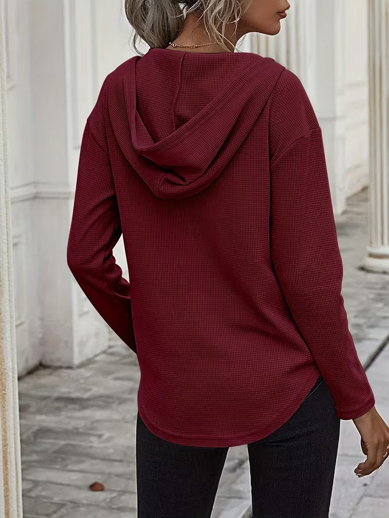Heydi | Hooded Sweatshirt with V-Neck Curved Hem