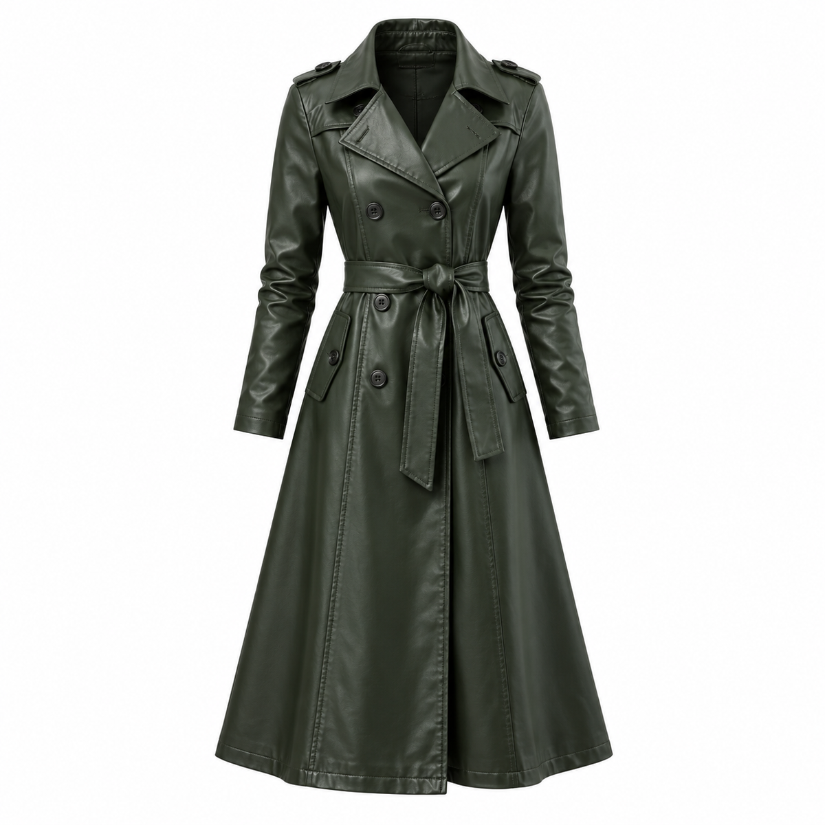 Gelsomina | Trench Coat With Belted Leather-Look Finish