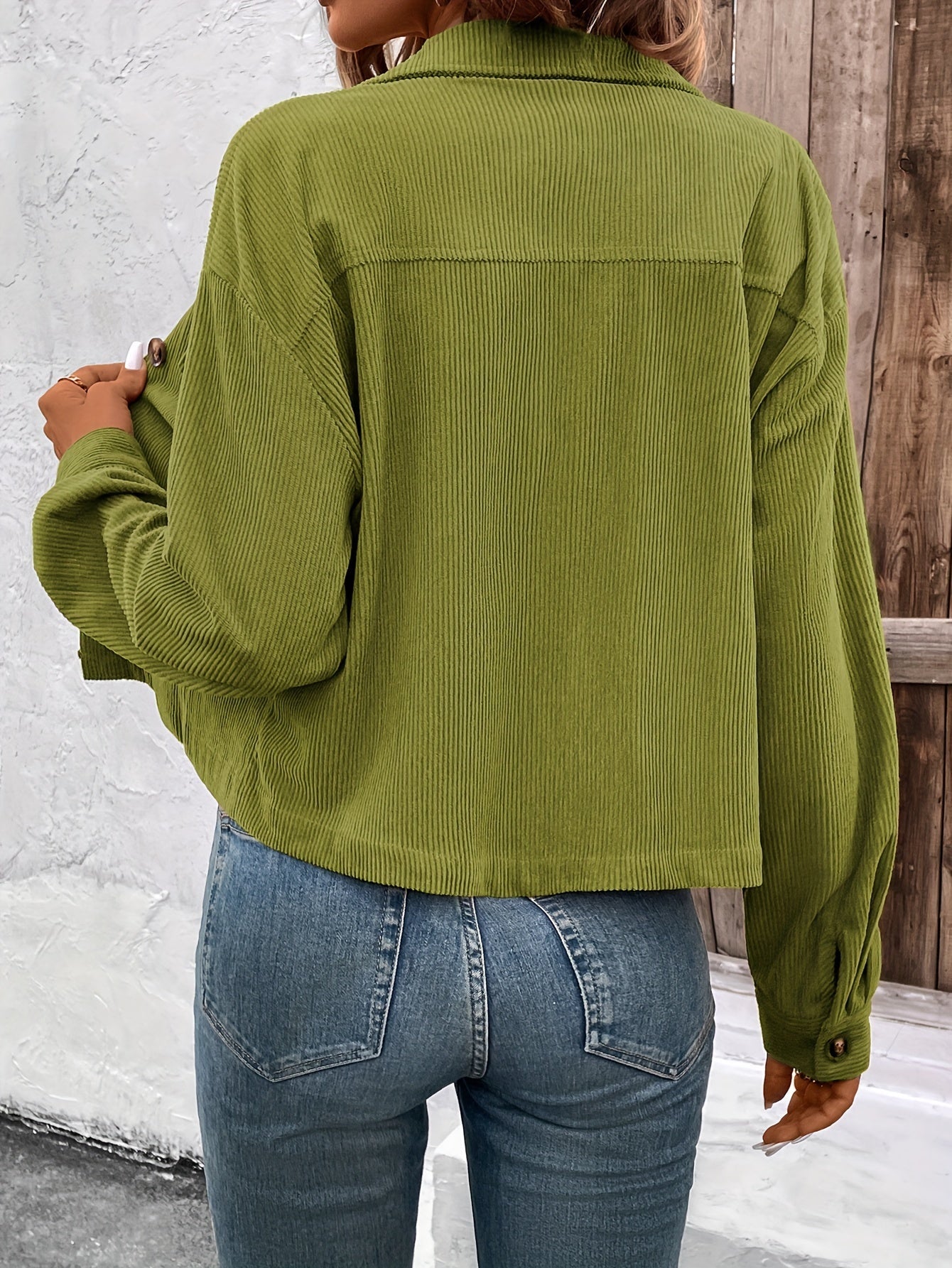 Nichola | Corduroy Button Front Utility Jacket