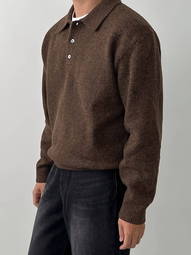 Eliran | Long Sleeve Textured Knit Polo Sweater