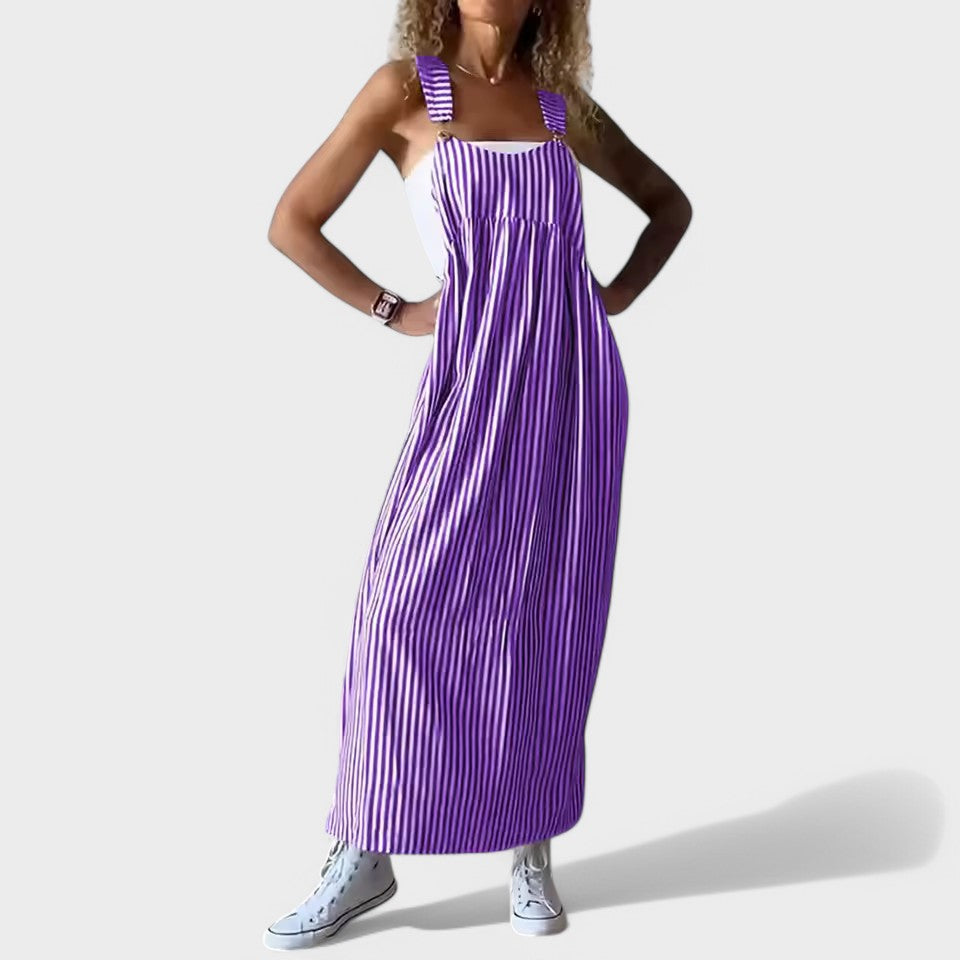 Guzel | Dress With Striped Sleeveless Maxi Length