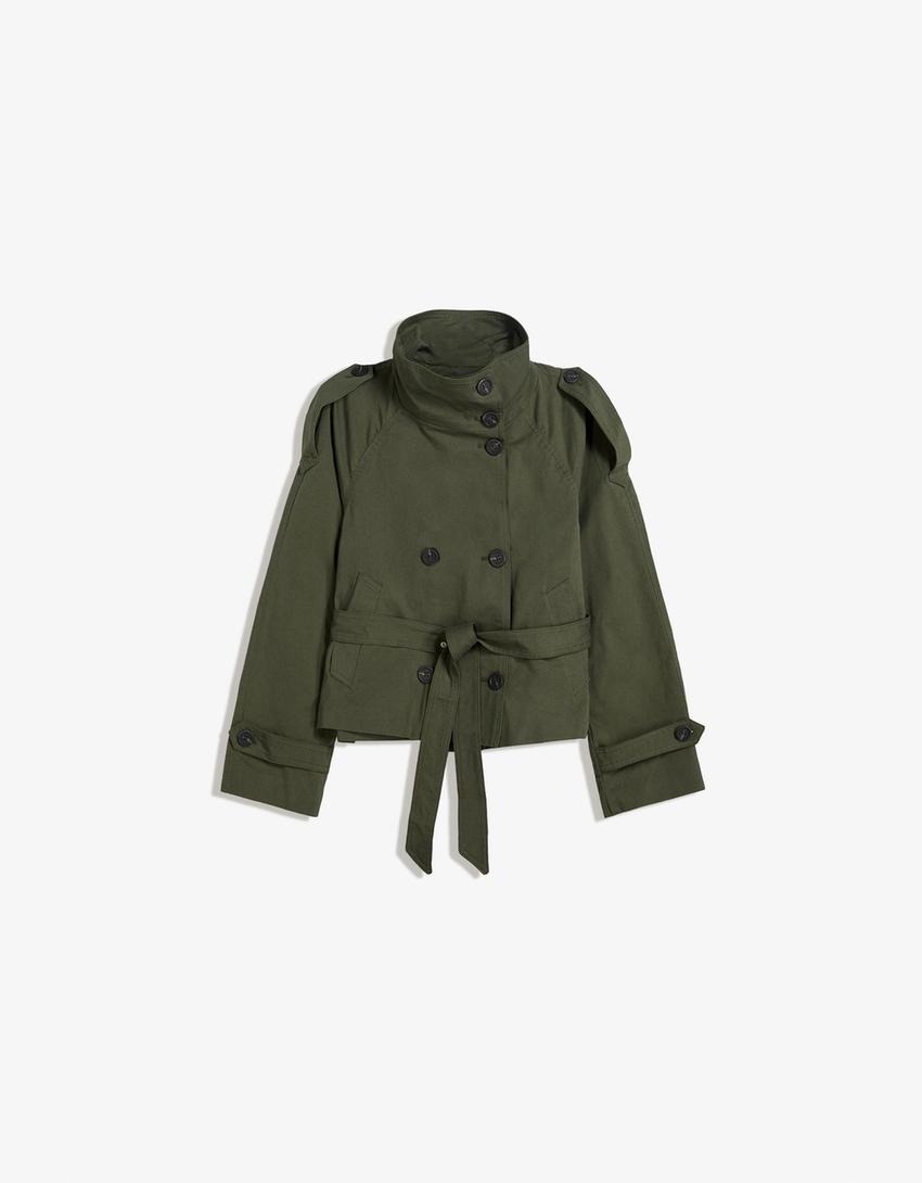 Feliciana | Jacket With Belt and High Buttoned Collar