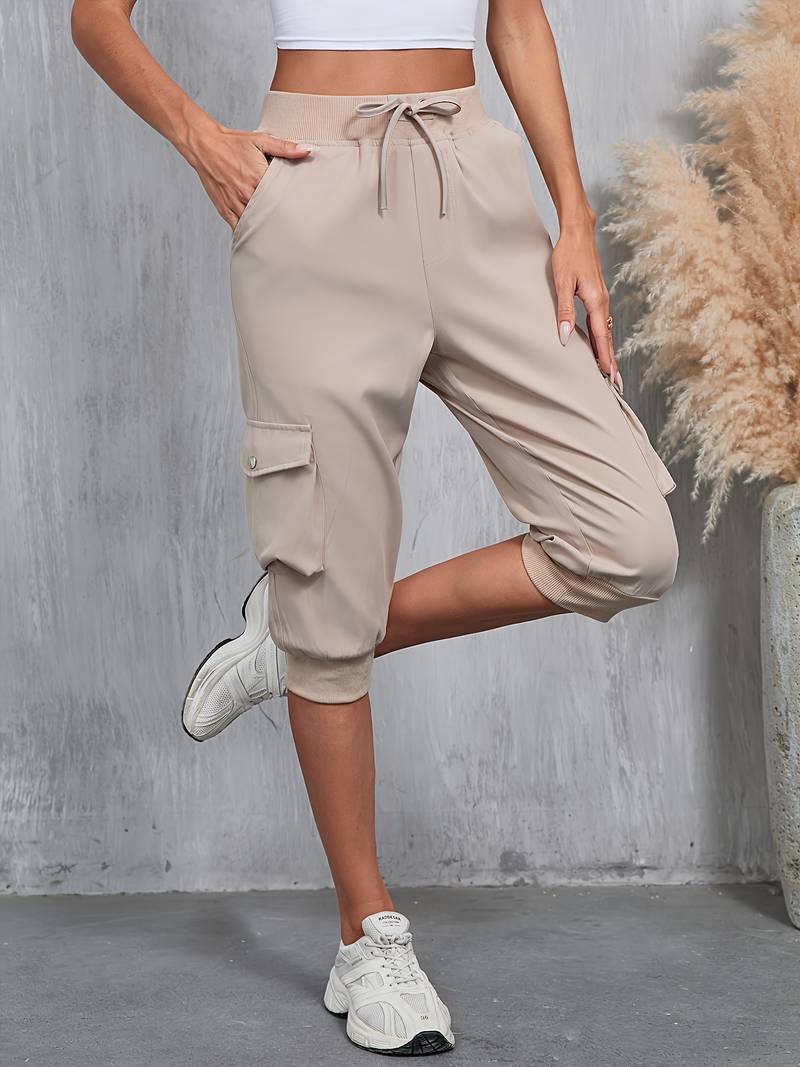 Kirabo | Cargo Capri Jogger Pants With Pockets