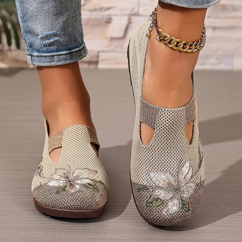 Martine – Floral Knit Slip On Walking Shoes