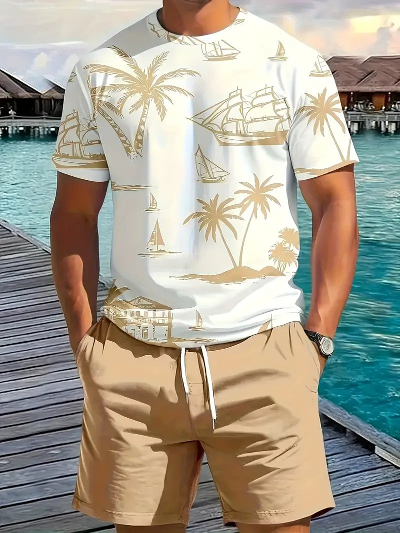 Barea | Tropical Print T Shirt Shorts Set