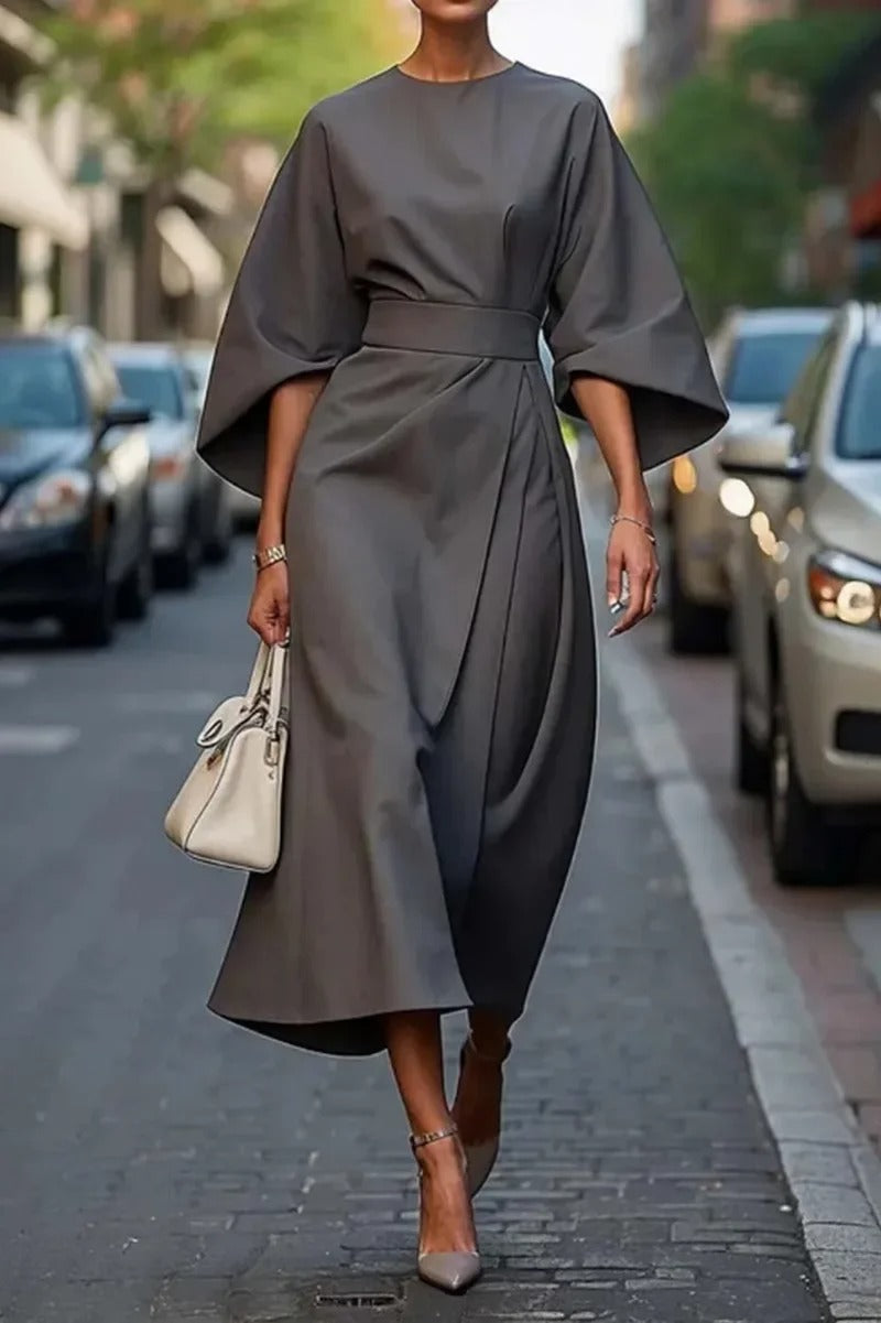 Rita | Midi Batwing Sleeve Belted Dress