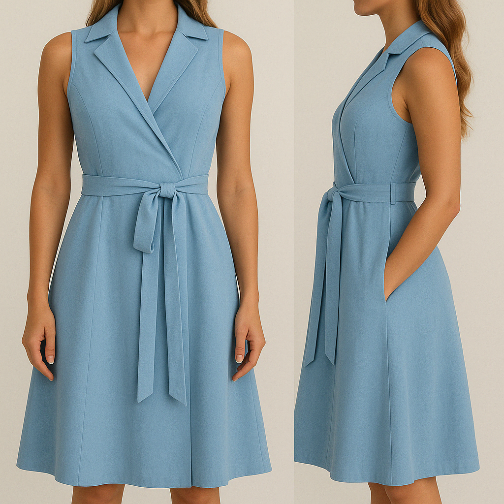 Minnie | Sleeveless Wrap Neck Tie Waist Dress