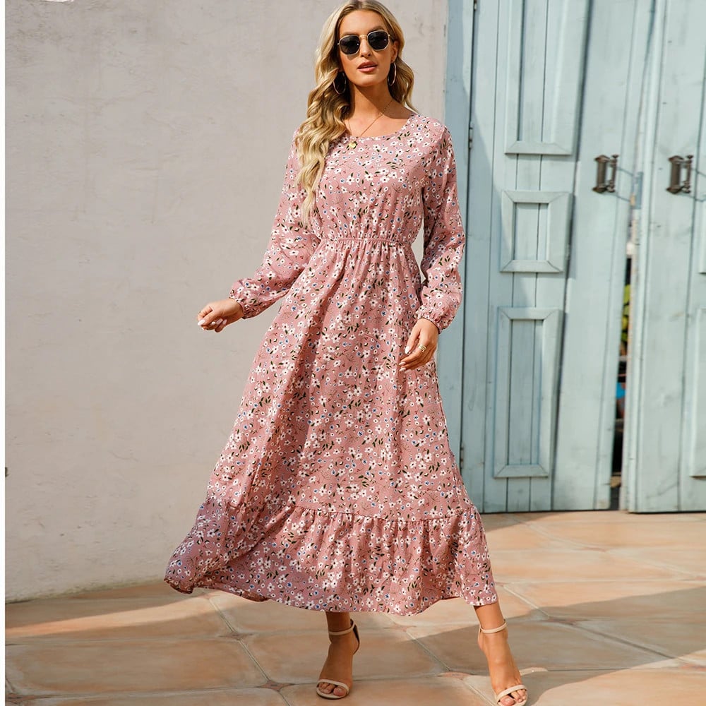 Trisha | Floral Long Sleeve Tiered Maxi Dress