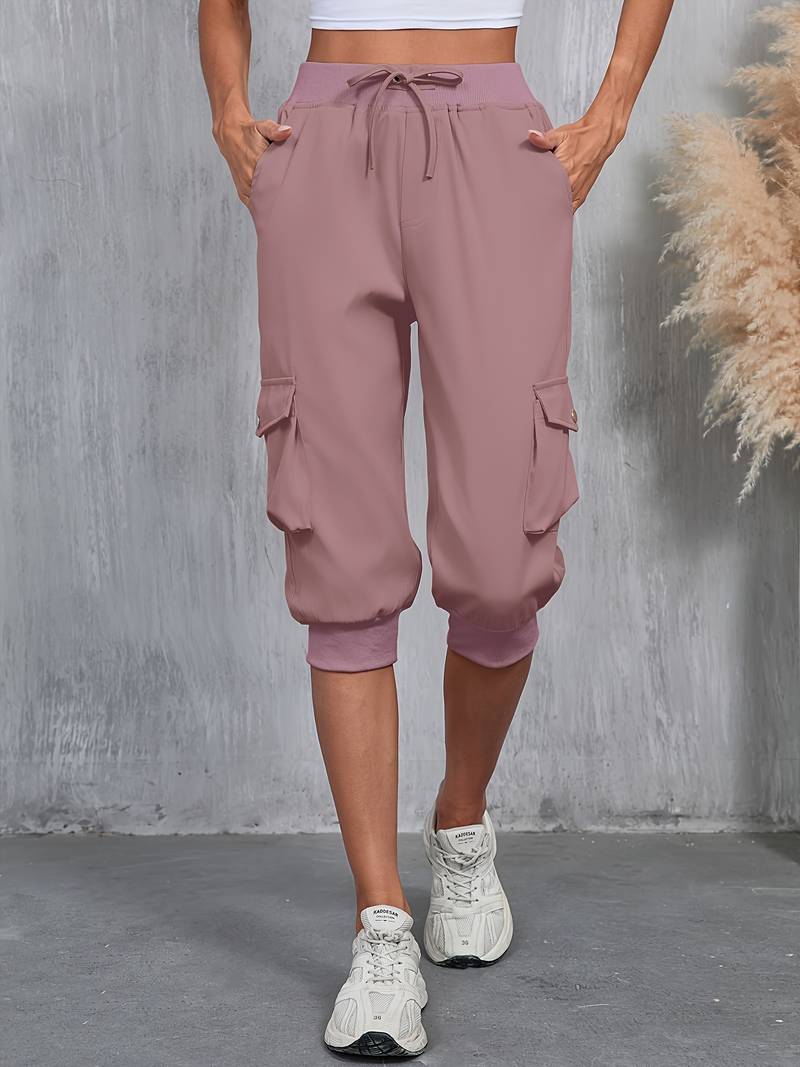 Kirabo | Cargo Capri Jogger Pants With Pockets