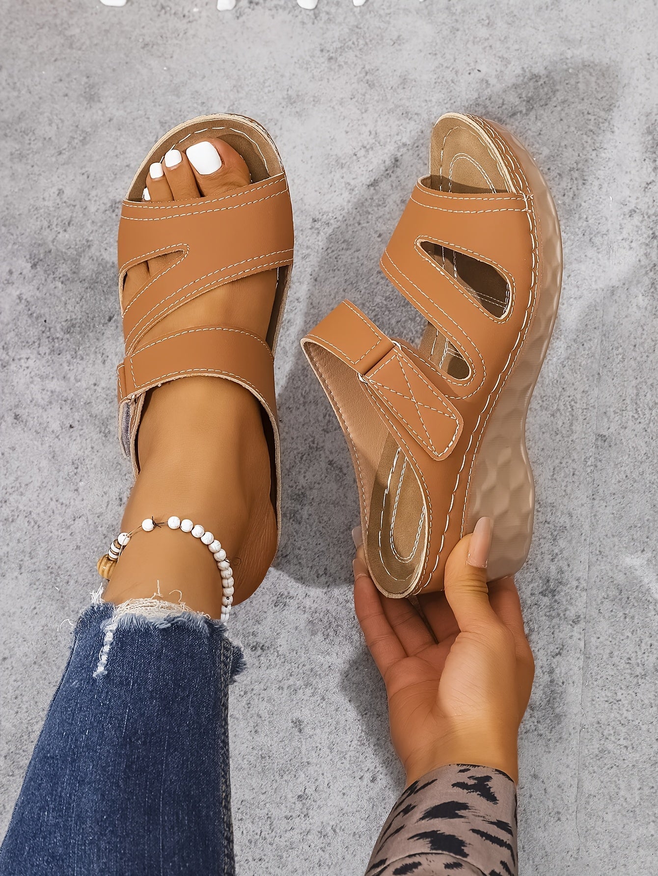 Rowella | Wedge Heel Open Toe Slide Sandals