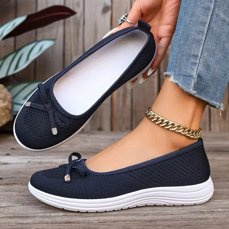 Mayda | Ballet Flats Knit Bow Round Toe