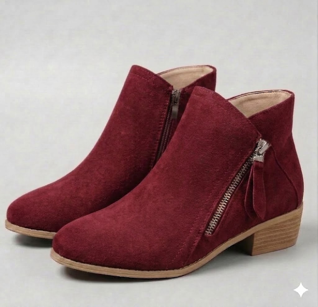 Arely | Suede Style Ankle Boots With Side Zipper