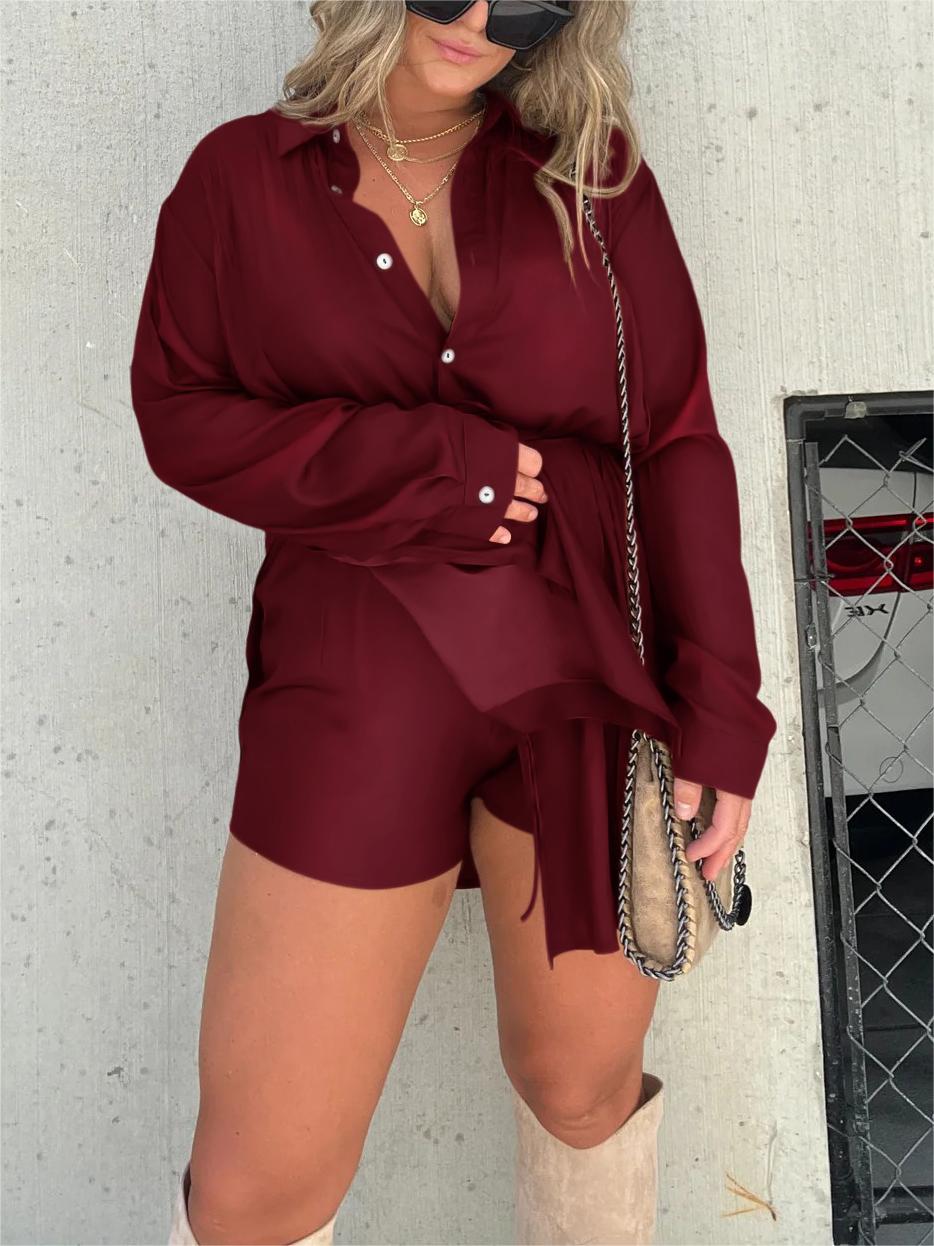 Giulia | Loose Turn-Down Collar Shirt Shorts Set
