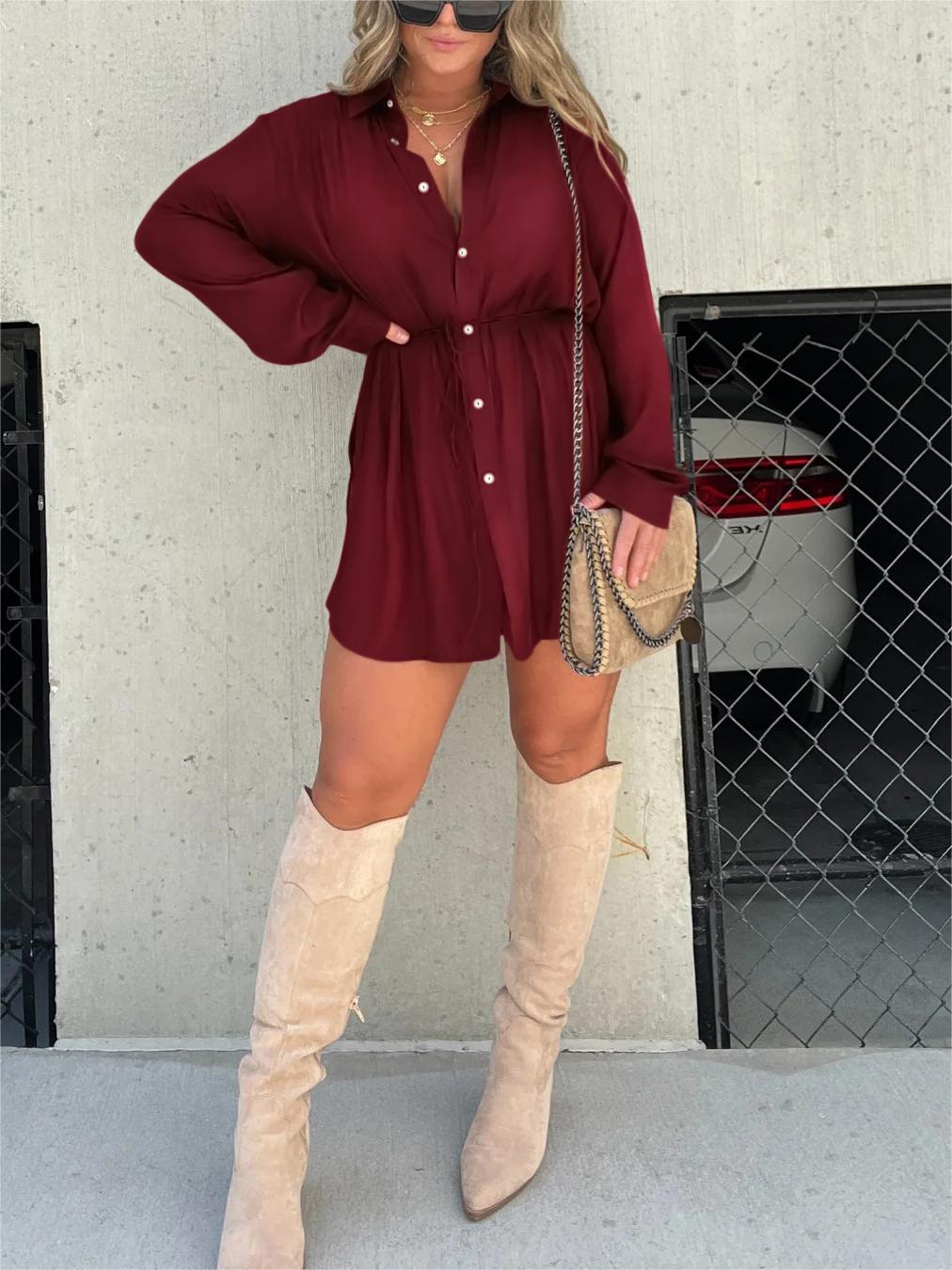 Giulia | Loose Turn-Down Collar Shirt Shorts Set