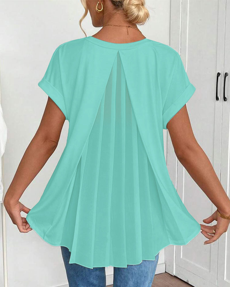 Liyanna - V Neck Pleated Back Tunic Top