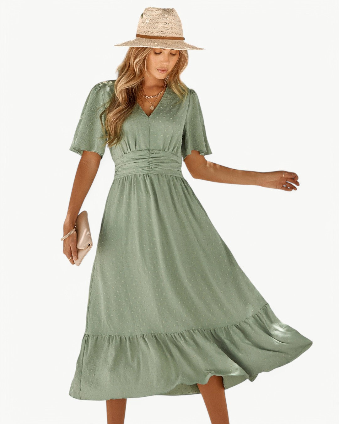 Rameena | Midi Dress V Neck Short Sleeves