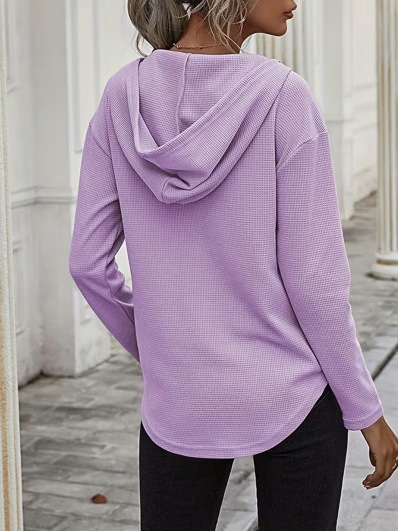 Heydi | Hooded Sweatshirt with V-Neck Curved Hem