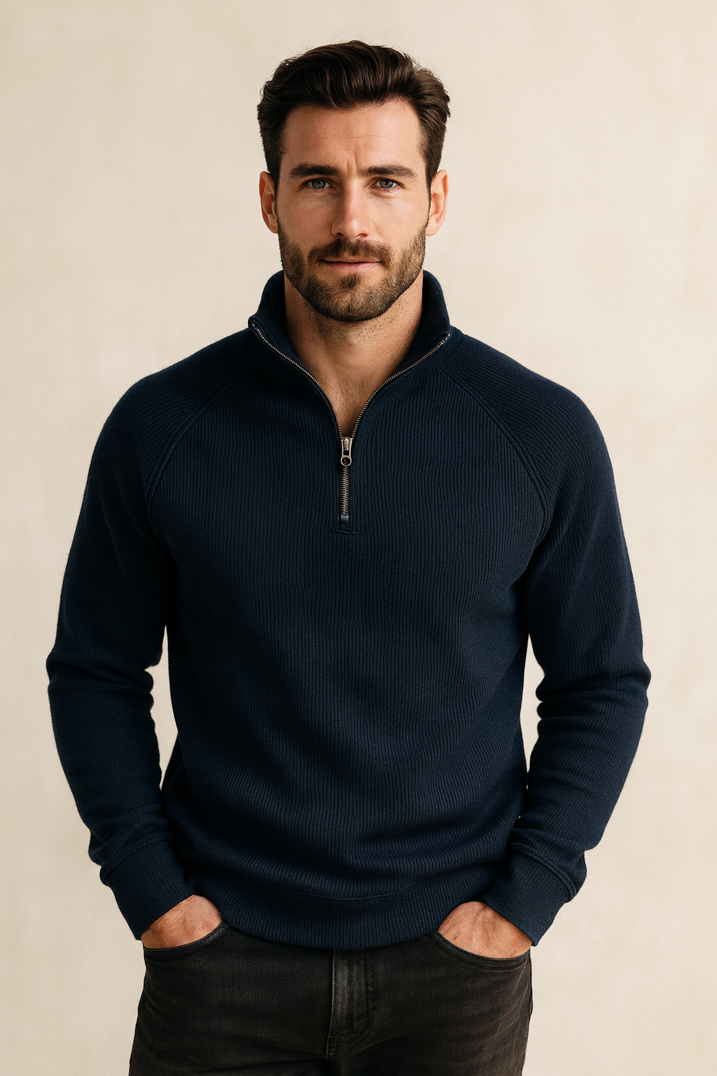 Eduardo | Sweater with Quarter Zip and Raglan Sleeves
