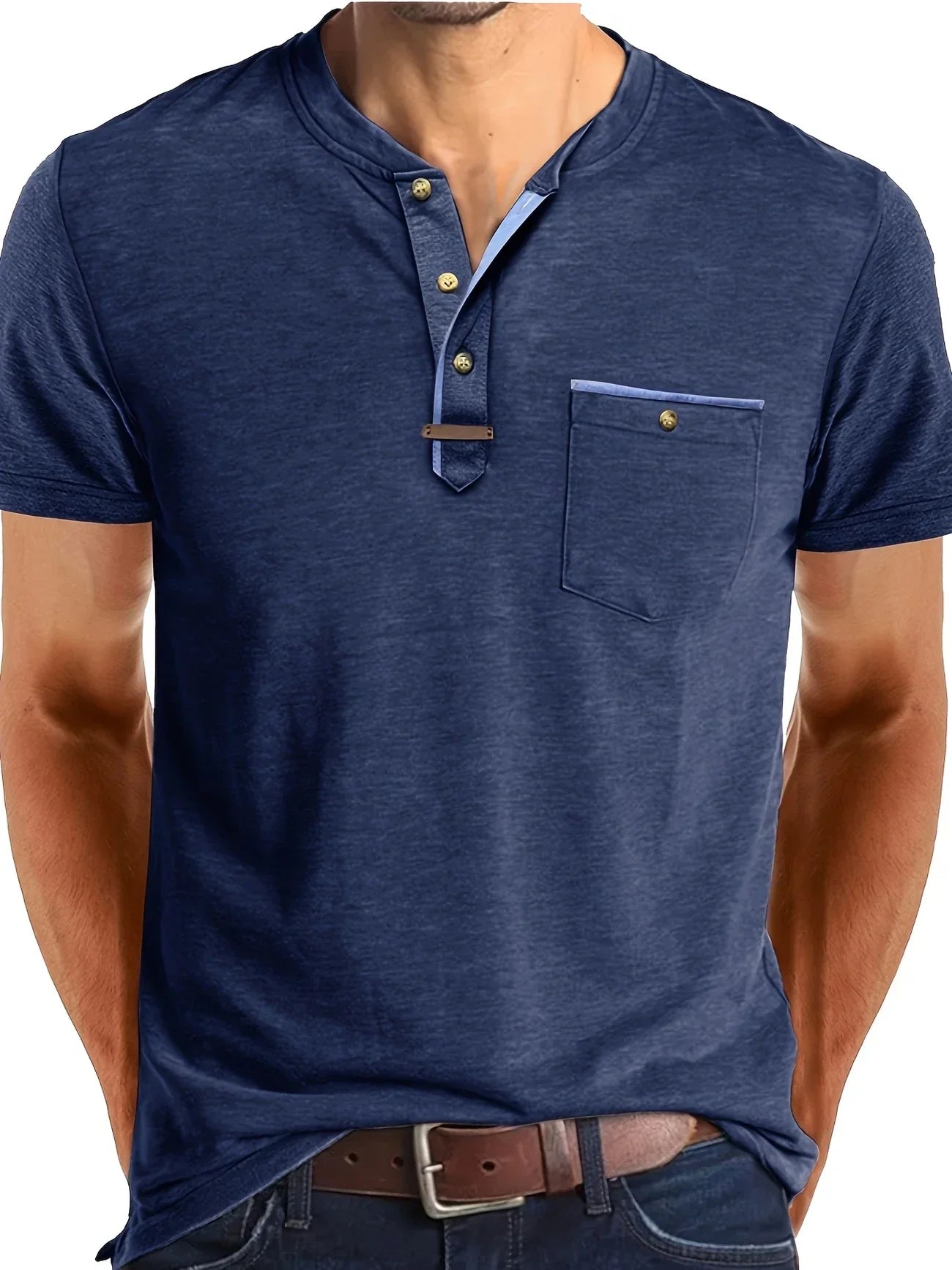 Saxon | Short Sleeve Pocket Henley T Shirt