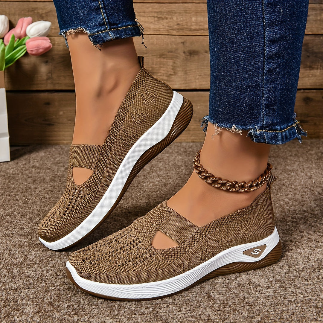 Raquel | Knit Slip-On Sneakers With Cutout Front