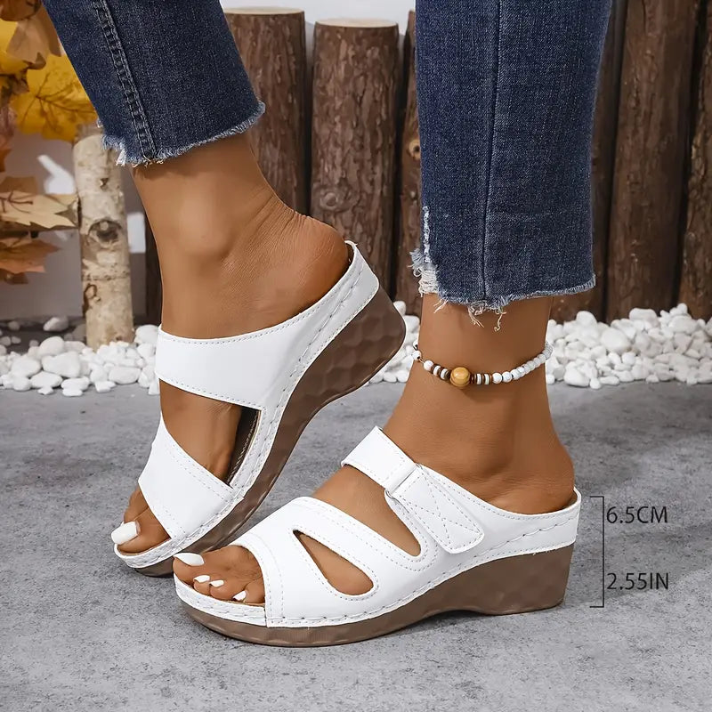 Rowella | Wedge Heel Open Toe Slide Sandals
